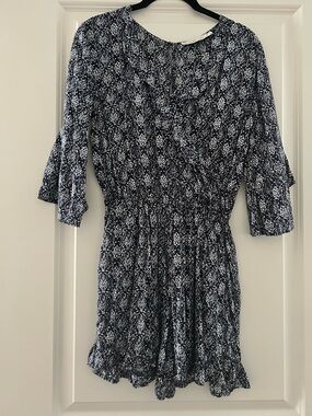 Abercrombie & Fitch Navy & White Printed Smocked Romper Size Small